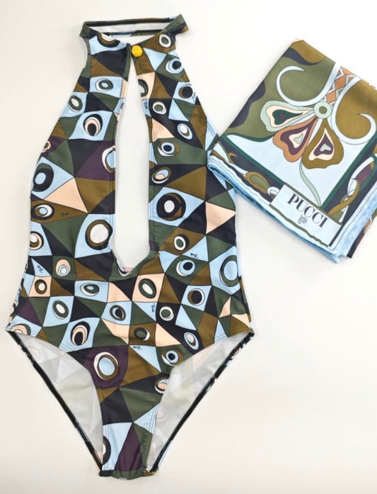 Mirage olive Pucci Swimsuit Set